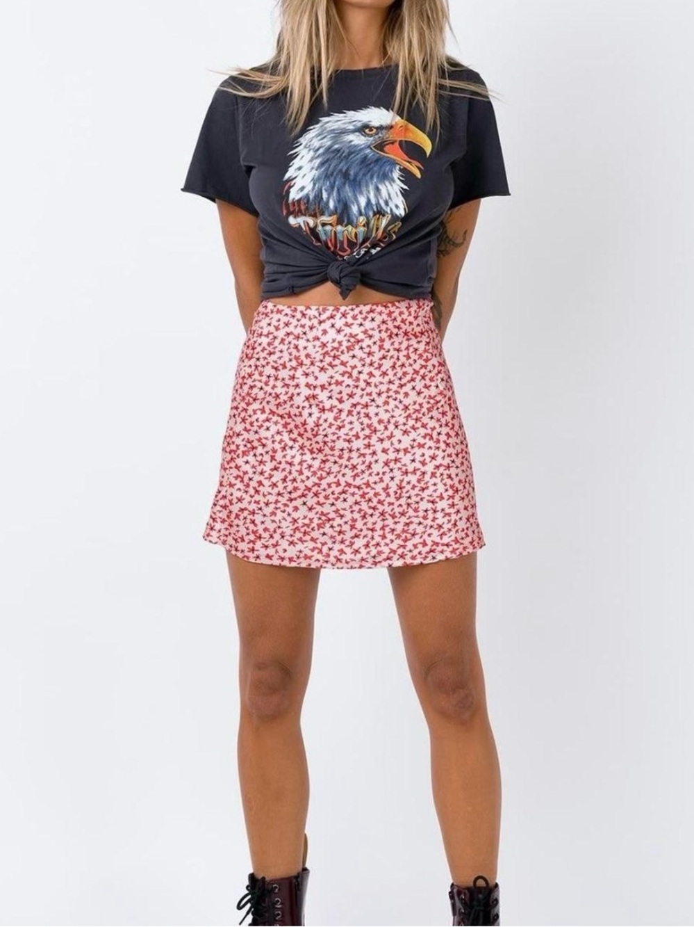 Princess Polly Pink Floral Mini Skirt